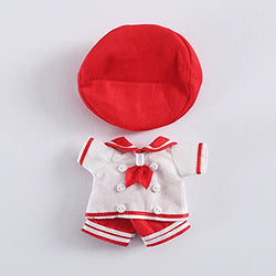 XiDonDon Doll Clothes School Navy Uniform Suit=Shirt+Pant+Hat for Ob11,GSC,Molly,1/12 BJD Doll Toys Accessories (Red)