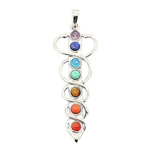 Pandahall 1PCS 7 Chakras Natural Quartz Gemstones Beads Pendant Healing Point Chakra Reiki - Holy