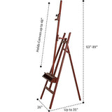 MEEDEN Walnut Large Painters Easel Adjustable Solid Beech Wood Artist Easel, Studio Easel for Adults with Brush Holder, Holds Canvas up to 48"