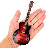 Dselvgvu Wooden Miniature Electric Guitar with Stand and Case Mini Musical Instrument Miniature Replica Dollhouse Model Birthday Home Decor (7.19"x2.71"x0.89")