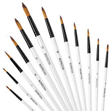 Paint Brushes for Acrylic Painting Set, 12 PCS Nylon Professional Round Paint Brushes for Watercolor, Oil Painting, Acrylic, Face Body Nail Art, Crafts, Rock Painting