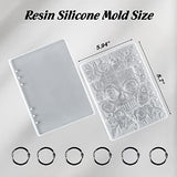 Note Book Cover Resin Molds, ISSEVE Unique Halloween Skull Pattern Silicone Molds for A5 Note Book Cover, Epoxy Molds Silicone Casting Include Notebook Front Back Cover Molds & 6Pcs Book Ring Binder