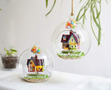 WYD Handmade House Creative Gifts Glass Ball Dollhouse Pendant Flying House Furniture and Glass Cover 3D Educational Toys