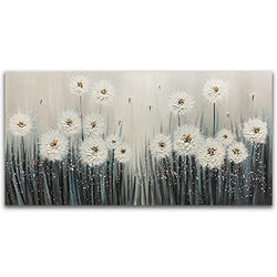 Yika Art 3D Paintings 24X48 Inch Modern Abstract Oil Painting Dandelion Hand Painted On Canvas Abstract Artwork Picture Wall Decoration for living room