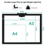 XZN A3 Tracing Light Pad for Diamond Painting, Stepless Dimming 6-Level Brightness, Portable 0.27“ Ultra Large-Thin LED Lightbox with USB Cable & Fasten Magnetism for Artists Drawing, Sketching, X-ray