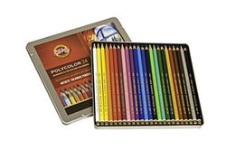 Koh-I-Noor Polycolor Drawing Pencil Set, 24 Assorted Colored Pencils in Tin, 1 Each (FA3818.24)