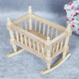 BARMI Dollhouse Cradles Smooth Kids Gift Wooden Scale 1:12 Dollhouse Cradle Baby Crib for Decor,Perfect DIY Dollhouse Toy Gift Set A