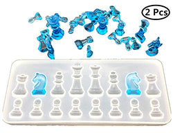 Resin Casting Molds Set by Garloy,2Pcs 3D Chess Clear Silicone Mold for Making Polymer Clay, Crafting, Resin Epoxy