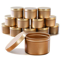 Zenjevie Candle Tins - 12 Pack - 8 oz Empty Candle Jars with Lids - 3-Inch Seamless Decorative Gold Metal Containers for DIY Candle Making, Arts & Crafts Supplies, Small Item and Trinket Storage, Gift