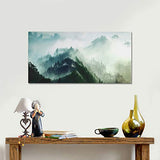 Foggy Forest Painting, Canvas Wall Art Mountain Picture Prints Hang on Wall for Interior Decoration
