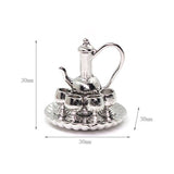 MonkeyJack 6 Pieces 1:12 Dollhouse Miniatures Silver Metal Tea Coffee Set with Tray Vintage Style Tableware Accessories