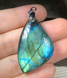 1 Pcs Hand Carved Free Form Shape Blue Light Natural Labradorite Gemstone Jewellery Pendant ,DIY