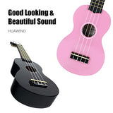 HUAWIND 21 Inch Soprano Ukulele for Beginners, 2 Ukuleles for kids Four String Wood Kid Guitar with Gig Bag (Pink and Black)