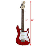 Squier by Fender Short Scale (24") Stratocaster - Transparent Red Bundle with Frontman 10G Amp, Cable, Tuner, Strap, Picks, Fender Play Online Lessons, and Austin Bazaar Instructional DVD