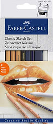 Faber-Castell Classic Sketch Set – 6 Piece Graphite & Pastel Pencil Sketching Set