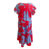 Ulanda-Dresses for Women, Women's Casual Dresses Summer Flowers Bell Sleeve Ruffle Hem Loose Swing Tunic Midi Dress