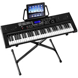Mustar Keyboard Piano, 61 Lighted Keys, Electric Keyboards for Beginners, Full Size Light Up Keyboards Piano, Built in speakers, Stand, Headphones, Microphone