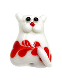 Linpeng Lampwork Glass Novelty Bead, 29 x 22 x 12mm, White Cat with Orange Pattern on Its Tummy