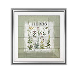 Renditions Gallery Shiplap Herbs Artwork Giclee Canvas Wall Art Framed Botanical Prints For Nature Lovers Kitchen Decor Painting, 16 x 16, Silver