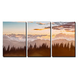 wall26 3 Piece Canvas Wall Art - Mountain Forest and Clouds at Sunset - Modern Home Decor Stretched and Framed Ready to Hang - 16"x24"x3 Panels