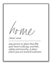 HOME Definition Wall Art - 11x14 UNFRAMED Print - Black and White Minimalist, Dictionary-Style Quote Typography Decor.