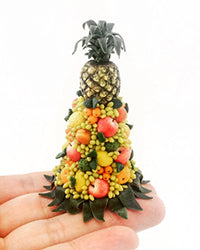 Fruit composition of pineapple, grapes and other fruits. Dollhouse miniature 1:12
