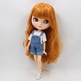 Original Doll Clohtes Outfit, White T-Shirt and Blue Short Dungarees, Doll Dress Up for 1/6 12inch Blythe Doll or ICY Doll- Fortune Days (Blue)