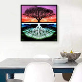 5D Diamond Painting by Number Kit, Full Drill Dusk Tree Mirror Embroidery Cross Stitch Picture Supplies Arts Craft Wall Sticker Decor 11.8x11.8 inch