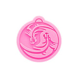 Shiny Glossy Round Circle Dragon Style Keychain Silicone Mold Epoxy Resin Casting Mold Craft Silicone Moulds for DIY Charms Jewelry Making