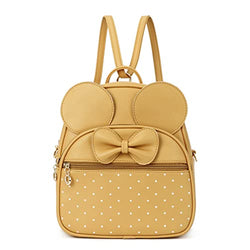 Girls Mini Backpack Bowknot Polka Dot Cute Daypacks Convertible Shoulder Bag Purse for Women (Yellow)