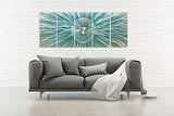 Aqua and Gray Sculpture Decor Large 3d Modern Metal Wall Art Abstract Geometric Artwork for Living Room Bedroom