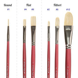 Oil Acrylic Paint Brushes 100% Natural Chungking Hog Hair Bristle in Portable Organizer Plastic