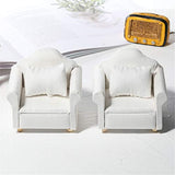 SPING DAWN Dollhouse Doll Furniture Furniture White Fabric Sofa 1/12 Miniatures Doll House Furnishings 3Pc Sofa Kit with Pillow Miniature Toys Couch Chairs for Living Room (White)