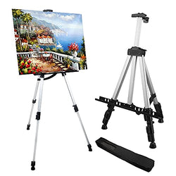 RRFTOK Artist Easel Stand ,Aluminum Metal Tripod Adjustable Easel for Painting Canvases Height from 17 to 66 Inch,Carry Bag for Table-Top/Floor Drawing and Didplaying