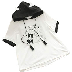 Cosplay Anime Bunny Emo Girls Sweater Hoodie Ears Costume Panda Cat Emo Bear Jacket T Shirt Top Shirt (Lovely Cat)