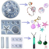 Silicone Molds for Jewelry Making + Resin Casting. Pendant Charm Earring Ring Gemstone Keychain Shell Starfish Crystal Rhinestone Triangle Diamond Square Studs Shapes for Epoxy UV Clay