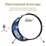 Eastar Kids Drum Set 16 inch 3-Piece, Junior Drum Set Kit with Throne, Cymbal, Pedal & Drumsticks,Metallic Blue (EDS-280Bu)