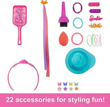 Barbie Totally Hair Styling Doll Head & 20+ Accessories, Color Reveal & Color-Change Pieces, Straight Blonde Neon Rainbow Hair