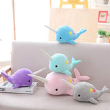 Cute Gray Teal Narwhal Stuffed Animal Plush Toy Adorable Soft Whale Plushies Toys Stuffed Animals for Babies, Kids, Toddlers