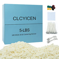 Natural Soy Wax Candle Making kit and Candle Making Supplies,5 lbs Bulk Organic Soy Wax for Candle Making, 100 6-Inch Candle Wicks, 2 Metal Centering Devices,112 Wick Stickers, 8 dye Blocks