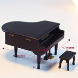 ANGEL MELODY Wooden Grand Piano Music Box Mechanism with Bench and Metal Pedal, Ring Storage Box Wind up You are My Sunshine Musical Boxes Birthday Gifts for Her, Kids, Daughter, Boys, Girls, (Black)