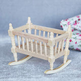 BARMI Dollhouse Cradles Smooth Kids Gift Wooden Scale 1:12 Dollhouse Cradle Baby Crib for Decor,Perfect DIY Dollhouse Toy Gift Set A