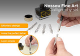 Nassau Fine Art Calligraphy Pen Set with 7 Different Nibs & Black Ink in Elegant Gift Box | Suitable for Artistic Calligraphy, Writing, Journaling & as a Gift
