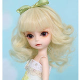 MEShape High Temperature Silk Wig Golden Curls Hair for 1/8 Bjd Sd Doll, Suitable for Head Circumference 14-14.5cm/5.5-5.7in