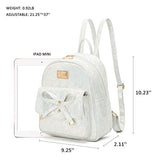 Girls Mini Backpack Purse Bowknot Cute PU leather Casual Travel Daypacks for Women (White)