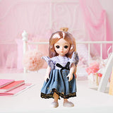 Angelhood 1/6 Mini BJD Doll, 17cm Ball Jointed Dolls with Clothes Dress Up Wig and Movable Joint, Toy Gift for Girls