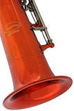 Lazarro Orange-Silver Keys Bb B-Flat Straight Soprano Saxophone Sax Lazarro+11 Reeds,Care Kit~24 COLORS Available-310-OR