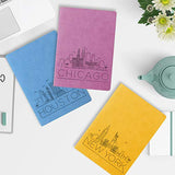 XIDUOBAO Blank Journals for Writing,Pack of 4 A5 Size Colorful Notebooks Set with US Landmark Cities Pattern,Lined Paper PU Leather Notebooks for School and Office(128 Pages,Random Color）
