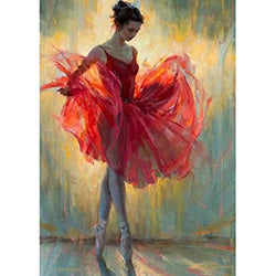 DIY 5D Diamond Painting by Number Kits, Crystal Rhinestone Diamond Embroidery Paintings Pictures Arts Craft for Home Wall Decor, Full Drill,Ballet Dancer in Red 10x12 Inch