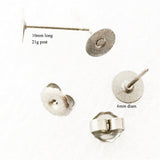 Titanium earring supplies,80 pcs.40- 6mm pad posts and 40 pcs. stainless backs,hypoallergenic